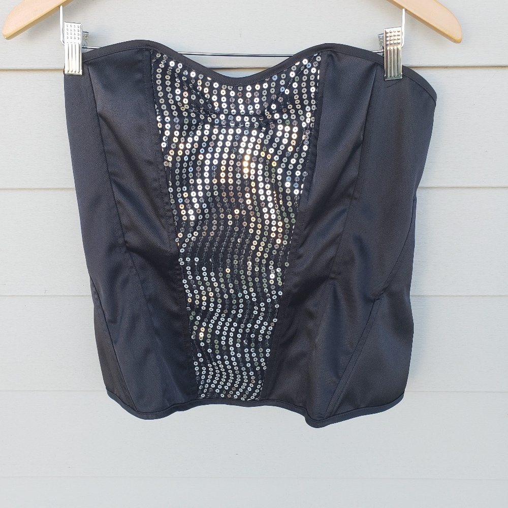 CHARLOTTE RUSSE Sequin Corset Top, L